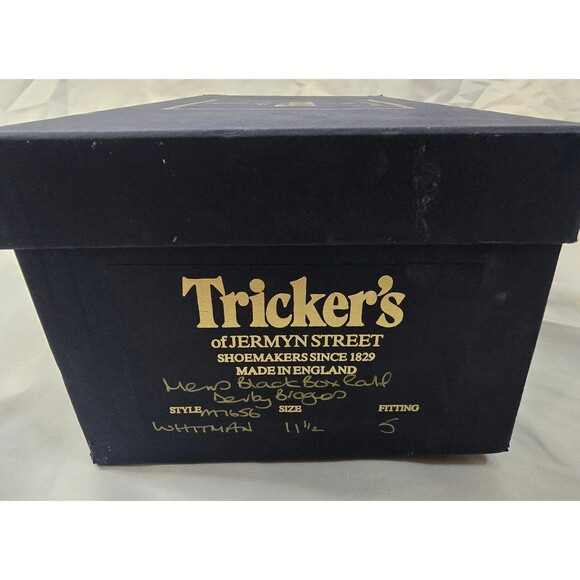 Tricker's Whitman Black Box Derby Brogues Shoes Made In England - Picture 4 of 12